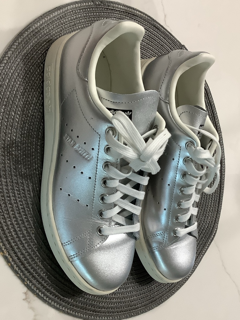 Adidas Stan Smith Metallic Silver Sneakers Women’s Size 8